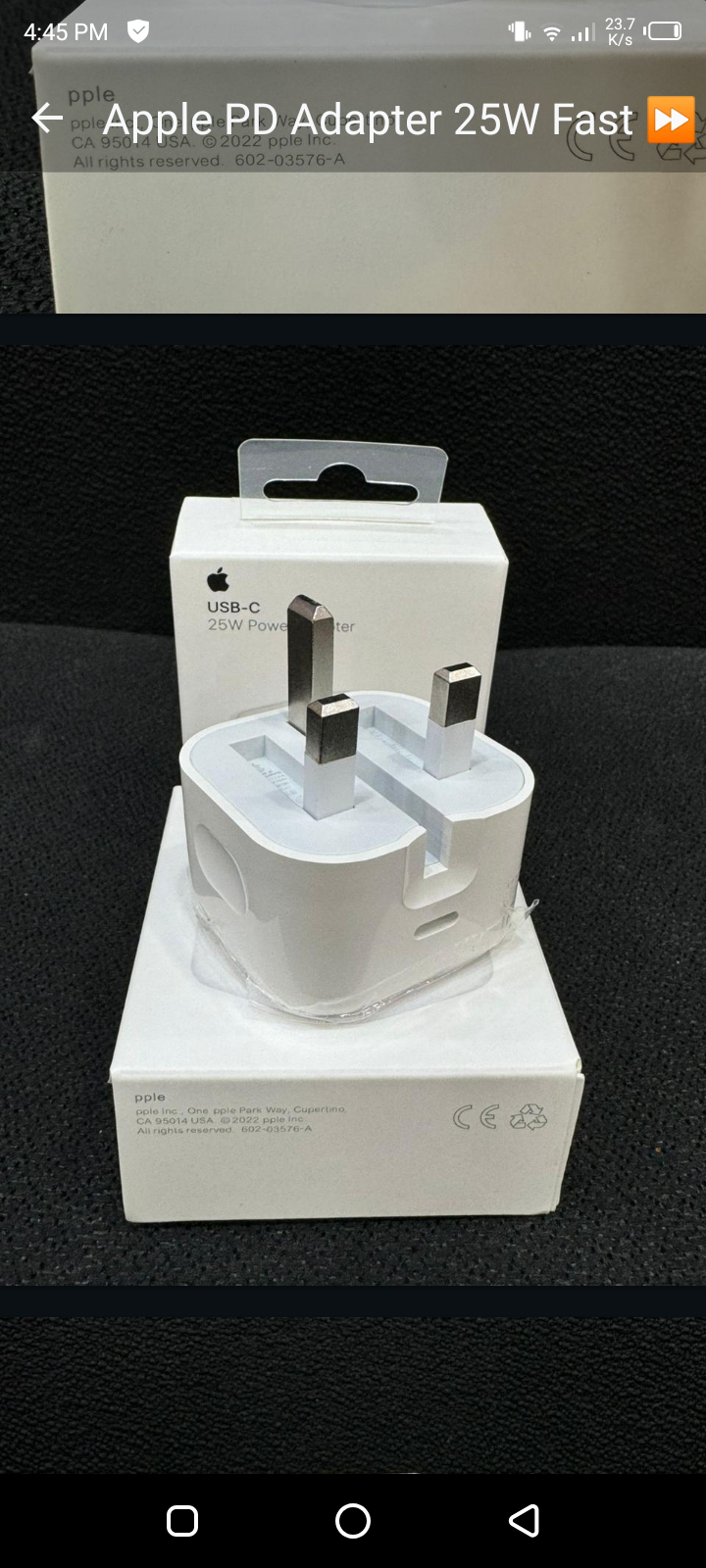Apple 25 watt Fast Charger